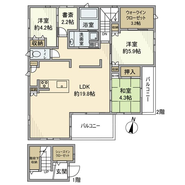 伊丹市荒牧のアパートの間取り