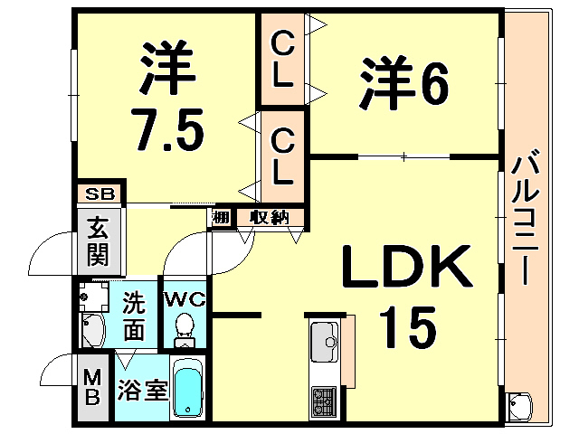 伊丹市口酒井のマンションの間取り