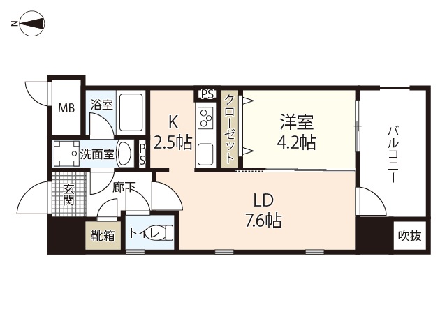 岡山市北区下石井のマンションの間取り