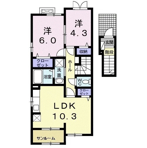 日置市伊集院町徳重のアパートの間取り