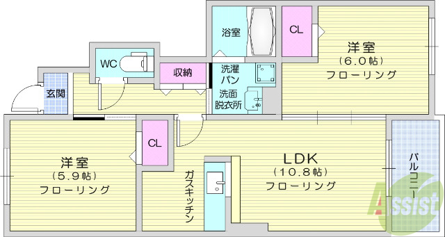 名取市美田園のアパートの間取り