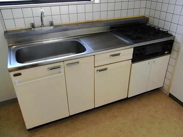 キッチン　２口ガスキッチン　魚焼きグリル付き