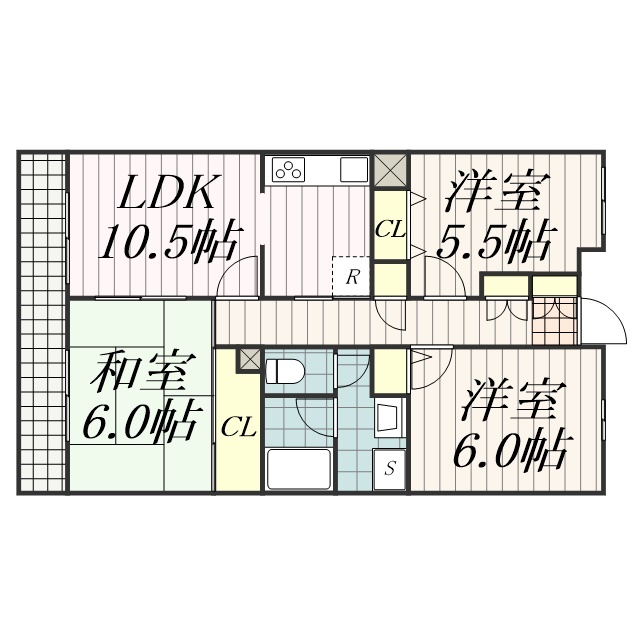 ＪＲ京葉線 蘇我駅 徒歩11分 4階建 築33年の間取り写真