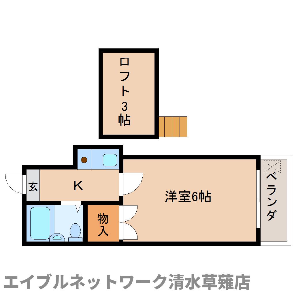 静岡市清水区七ツ新屋のアパートの間取り