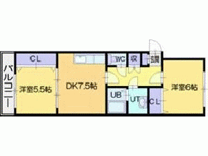 札幌市厚別区大谷地西のマンションの間取り