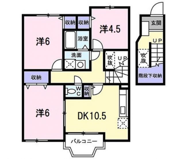 奈良県香芝市旭ケ丘３（アパート）の賃貸物件の間取り