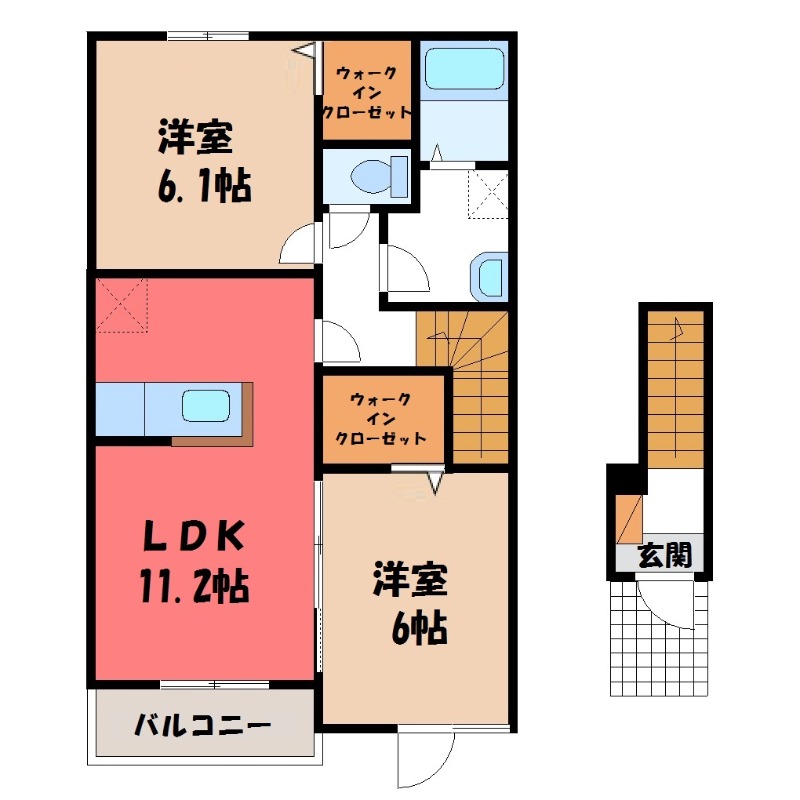 さくら市きぬの里のアパートの間取り