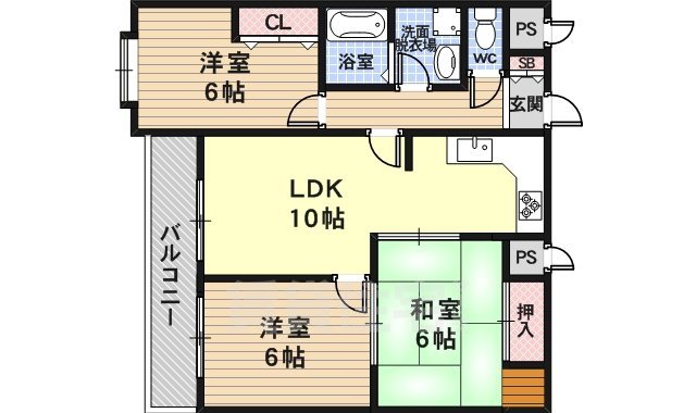 京都市右京区嵯峨五島町のマンションの間取り