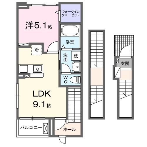 広島市安佐南区八木のアパートの間取り