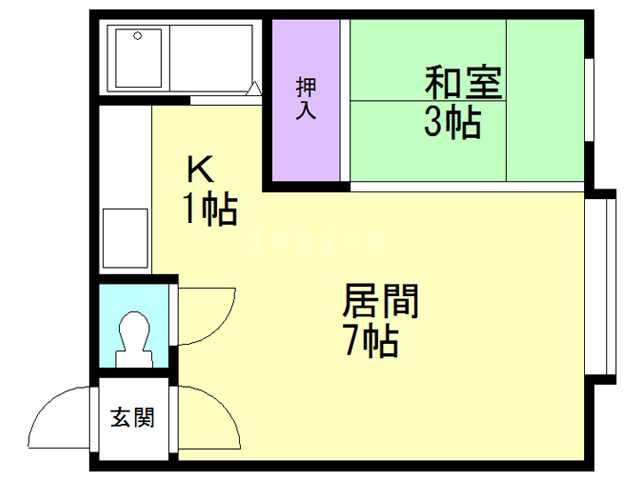 札幌市北区あいの里四条のアパートの間取り