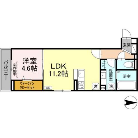 福山市神辺町大字川北のアパートの間取り