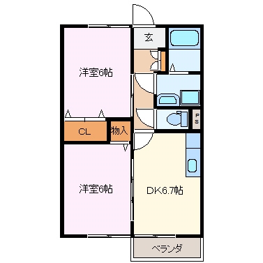 メゾン浜郷　Ｂ棟の間取り