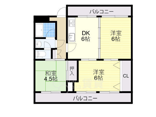 川西市清和台東のマンションの間取り