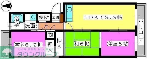 福岡市城南区片江のマンションの間取り