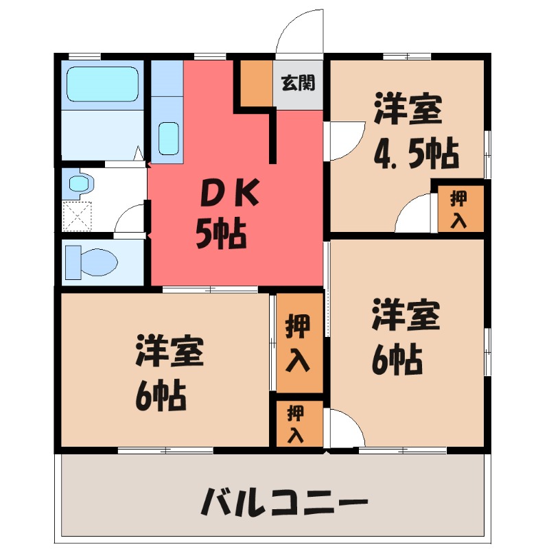 伊勢崎市国定町のアパートの間取り