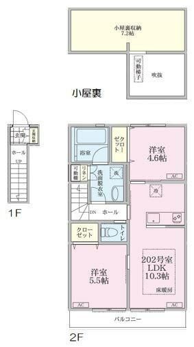 鎌倉市大町のアパートの間取り