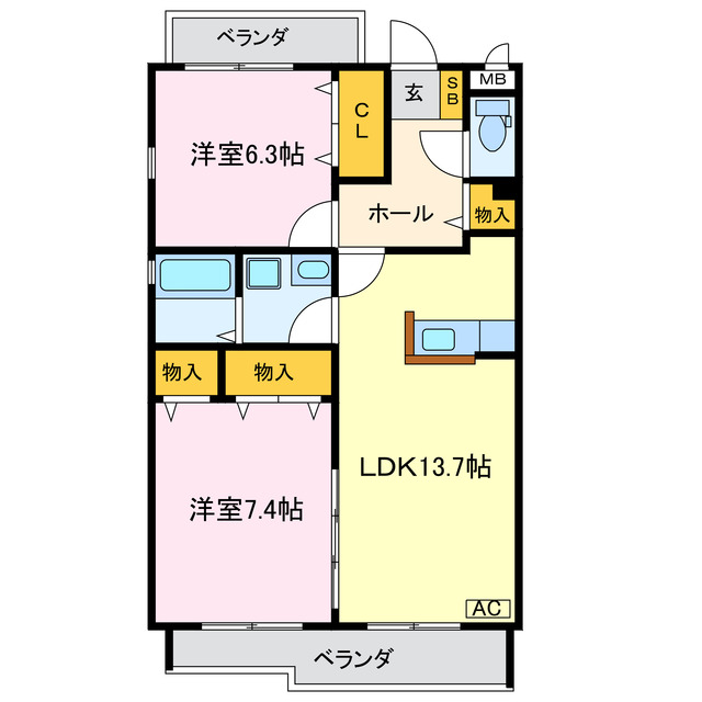 豊川市市田町のマンションの間取り