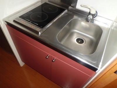 キッチン　２口電気コンロ付ミニキッチン。