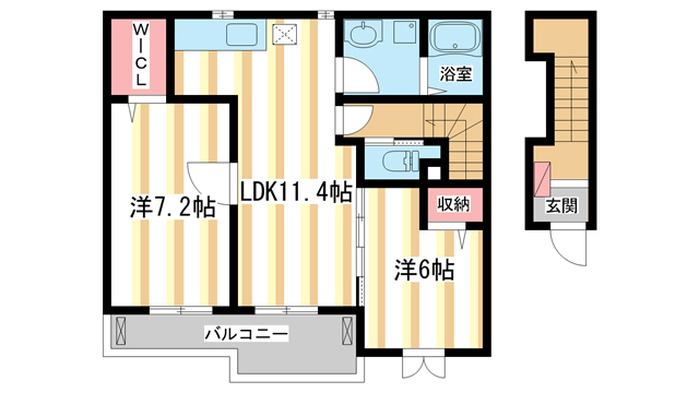 木津川市城山台のアパートの間取り