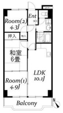 飯能市仲町のマンションの間取り