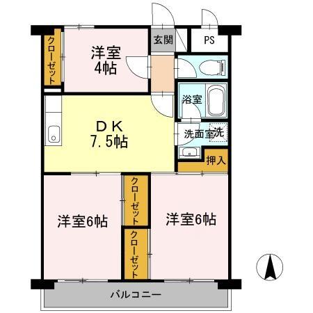 岡山市南区泉田のマンションの間取り