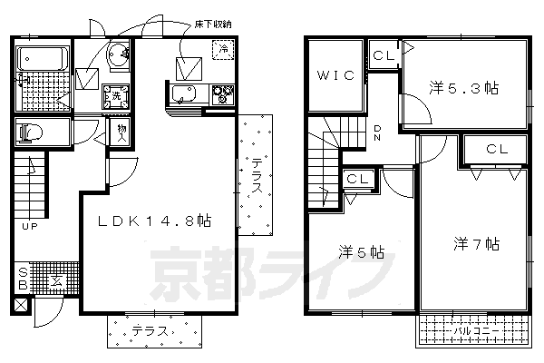 京都市北区上善寺門前町のアパートの間取り