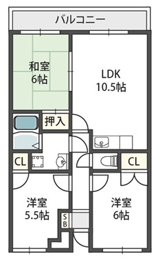 羽曳野市西浦のマンションの間取り