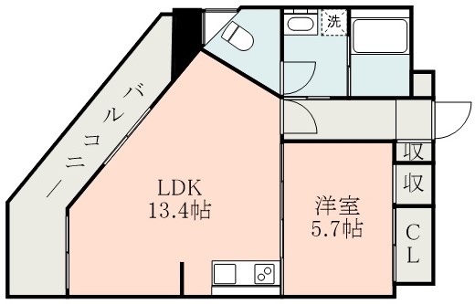 熊本市中央区水前寺のマンションの間取り