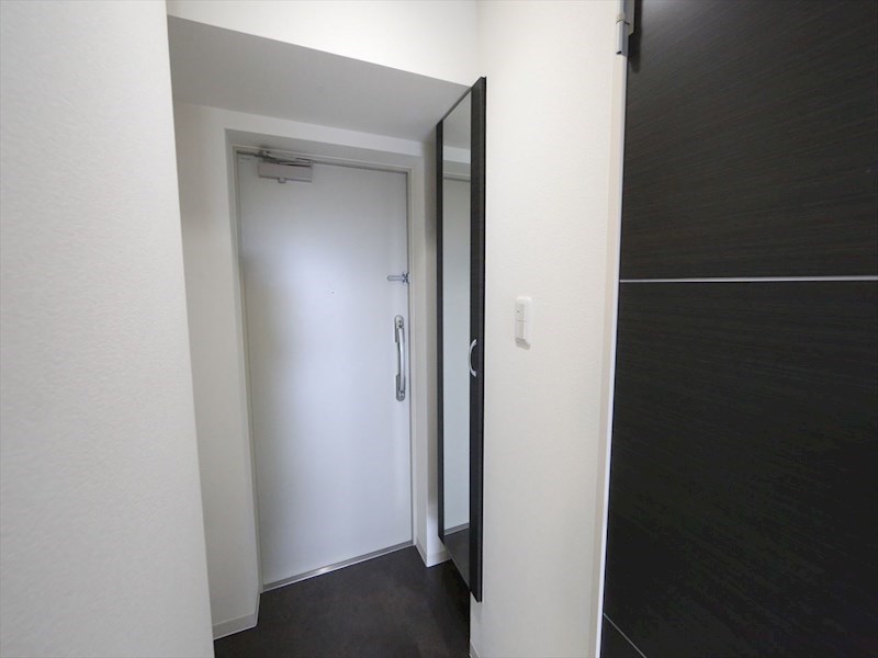 玄関　玄関　シューズボックス　姿見鏡付き（収納充実してます）