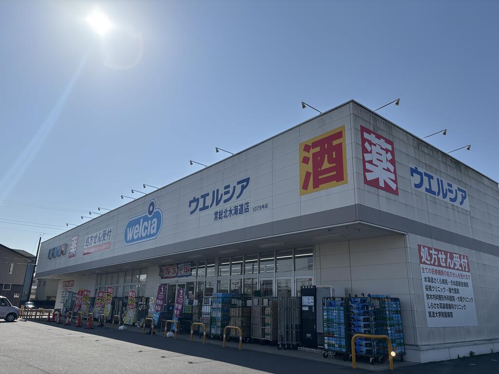 ドラックストア　ウエルシア常総北水海道店（ドラッグストア）まで500m
