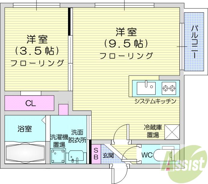 地下鉄東西線 南郷７丁目駅 徒歩3分 4階建 築4年の間取り写真