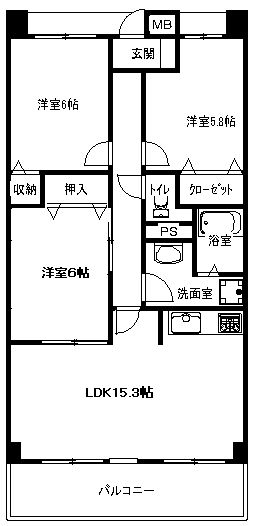 広島市安佐南区東野のマンションの間取り