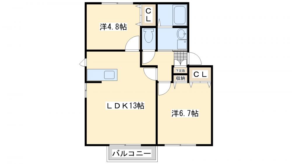 遠賀郡岡垣町東高倉のアパートの間取り