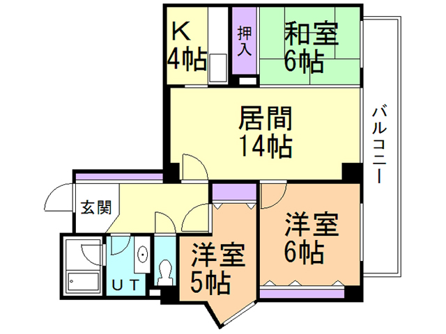 函館市梁川町のマンションの間取り