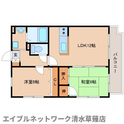 静岡市清水区草薙杉道のマンションの間取り