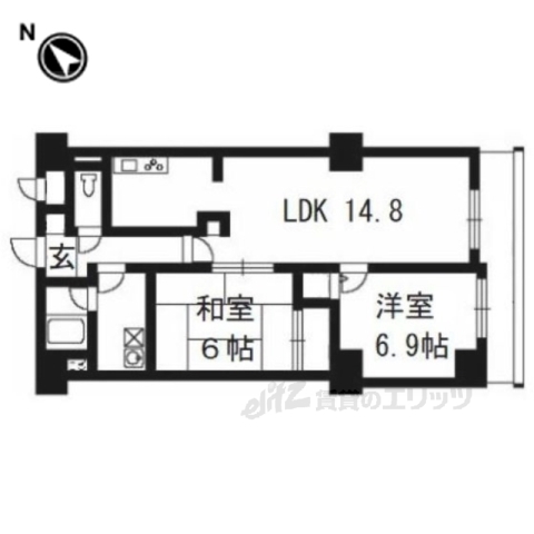 京都市南区吉祥院九条町のマンションの間取り