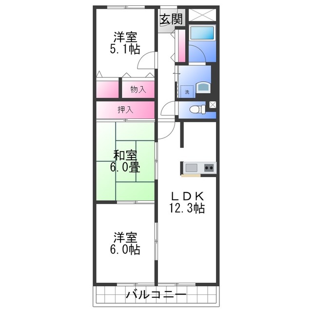 パール久米田の間取り