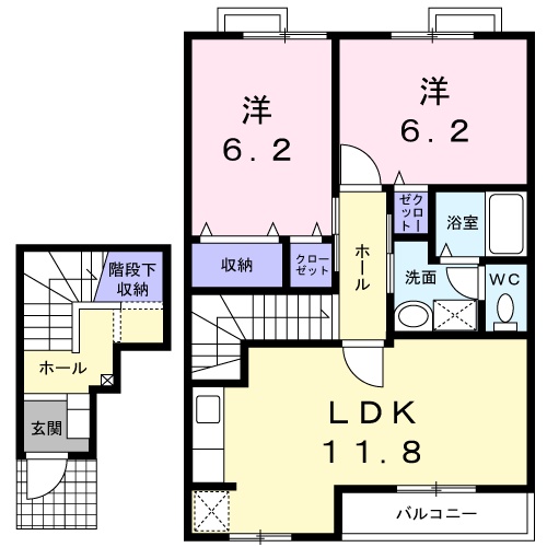 出雲市医大南町のアパートの間取り