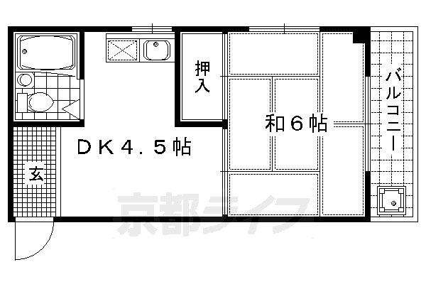 京都市下京区西七条南月読町のマンションの間取り