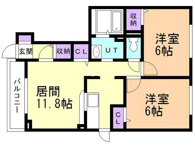 美唄市東四条北のアパートの間取り