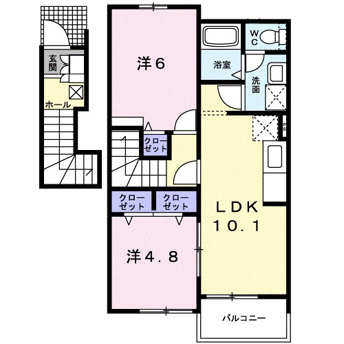 鹿児島市石谷町のアパートの間取り