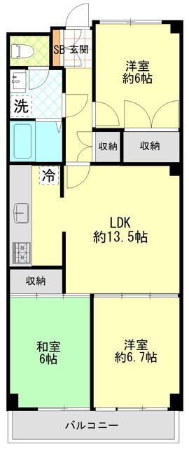 上大岡セントラルハイツＡ号棟の間取り