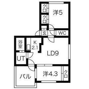 札幌市白石区東札幌五条のアパートの間取り