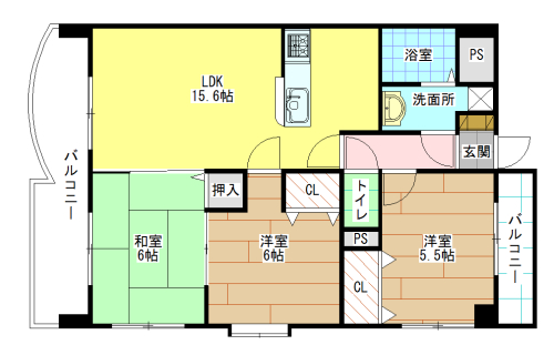 北九州市小倉南区守恒本町のマンションの間取り