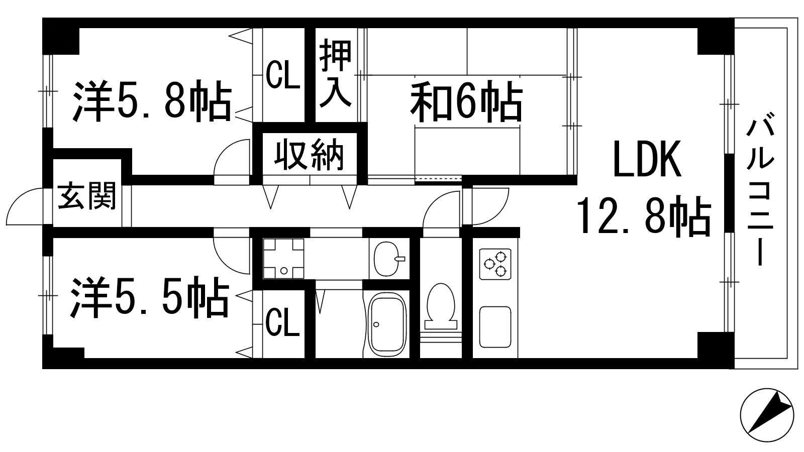 宝塚市武庫山のマンションの間取り