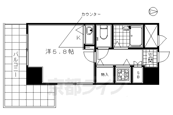 京都市下京区中堂寺坊城町のマンションの間取り