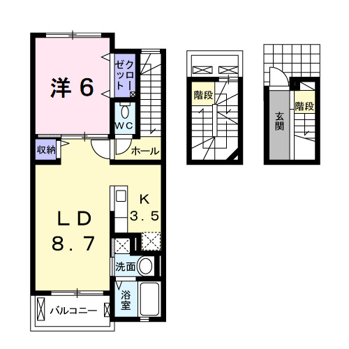 中巨摩郡昭和町清水新居のアパートの間取り