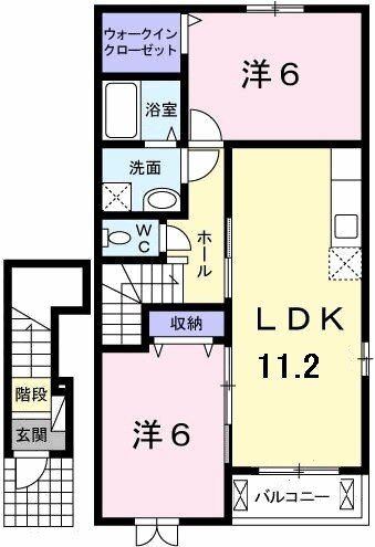 広島市佐伯区五日市町大字下小深川のアパートの間取り