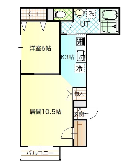 旭川市東光五条のアパートの間取り