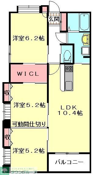 さいたま市大宮区桜木町のアパートの間取り